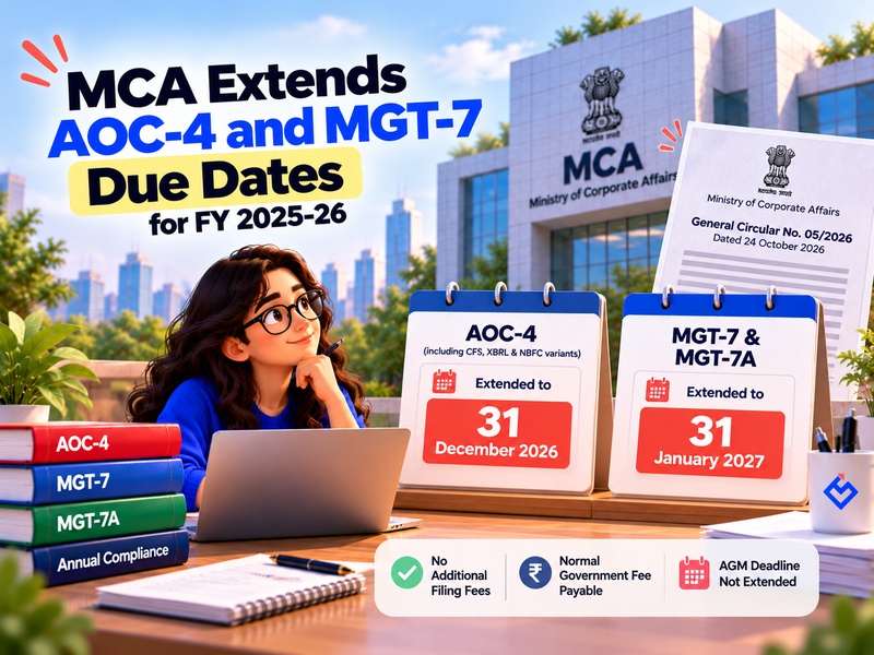 MCA extended AOC-4, MGT-7 MGT-7A Due Date for FY 2025-26